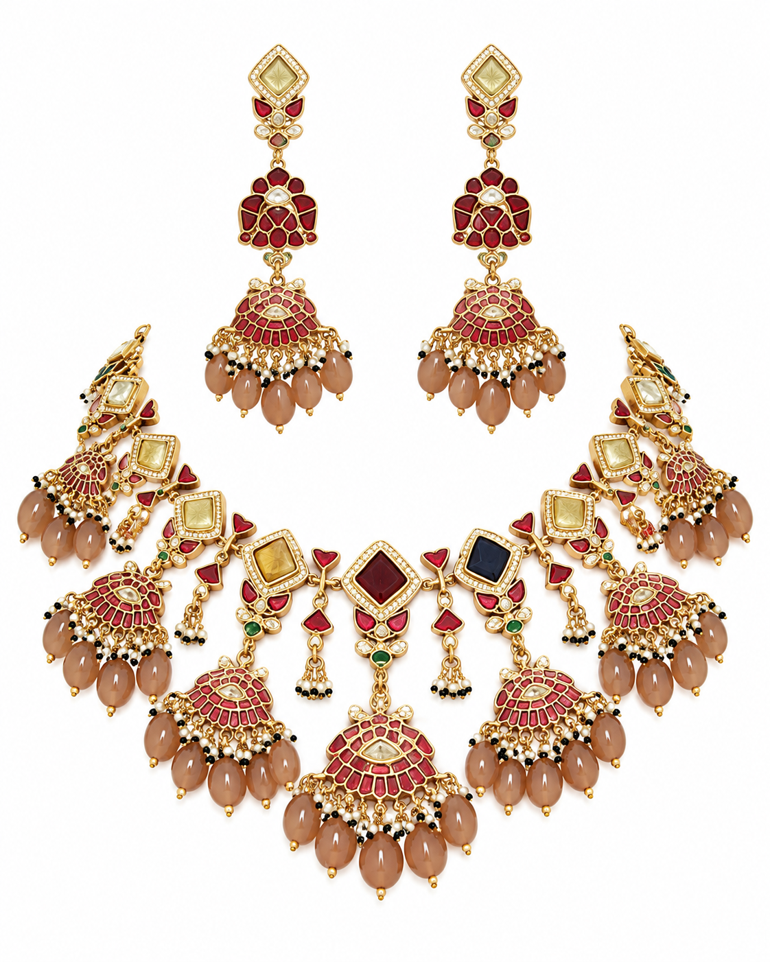 Multicolor Kundan Drop Necklace Set