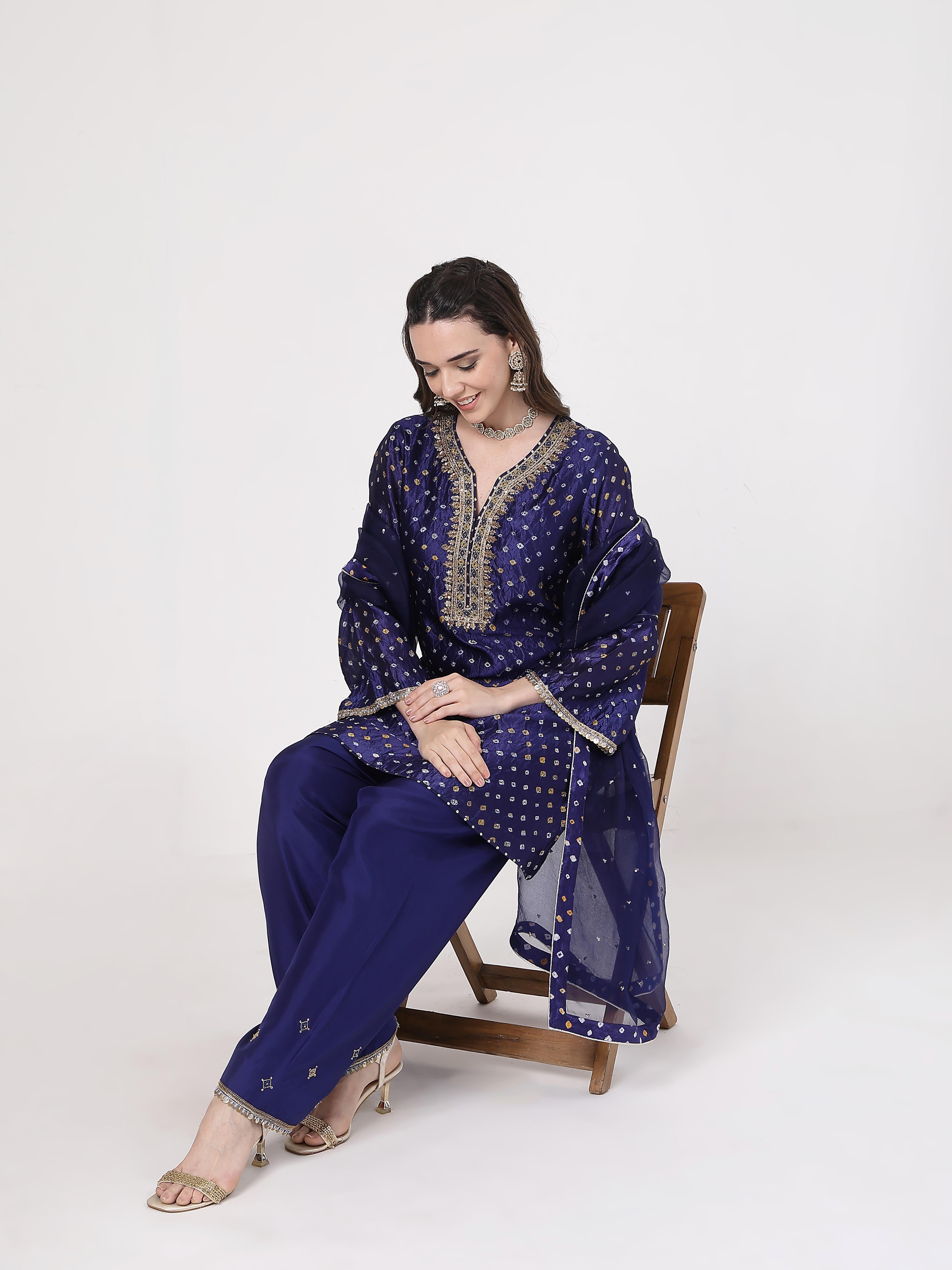 Midnight Blue Bandhani Salwar Set