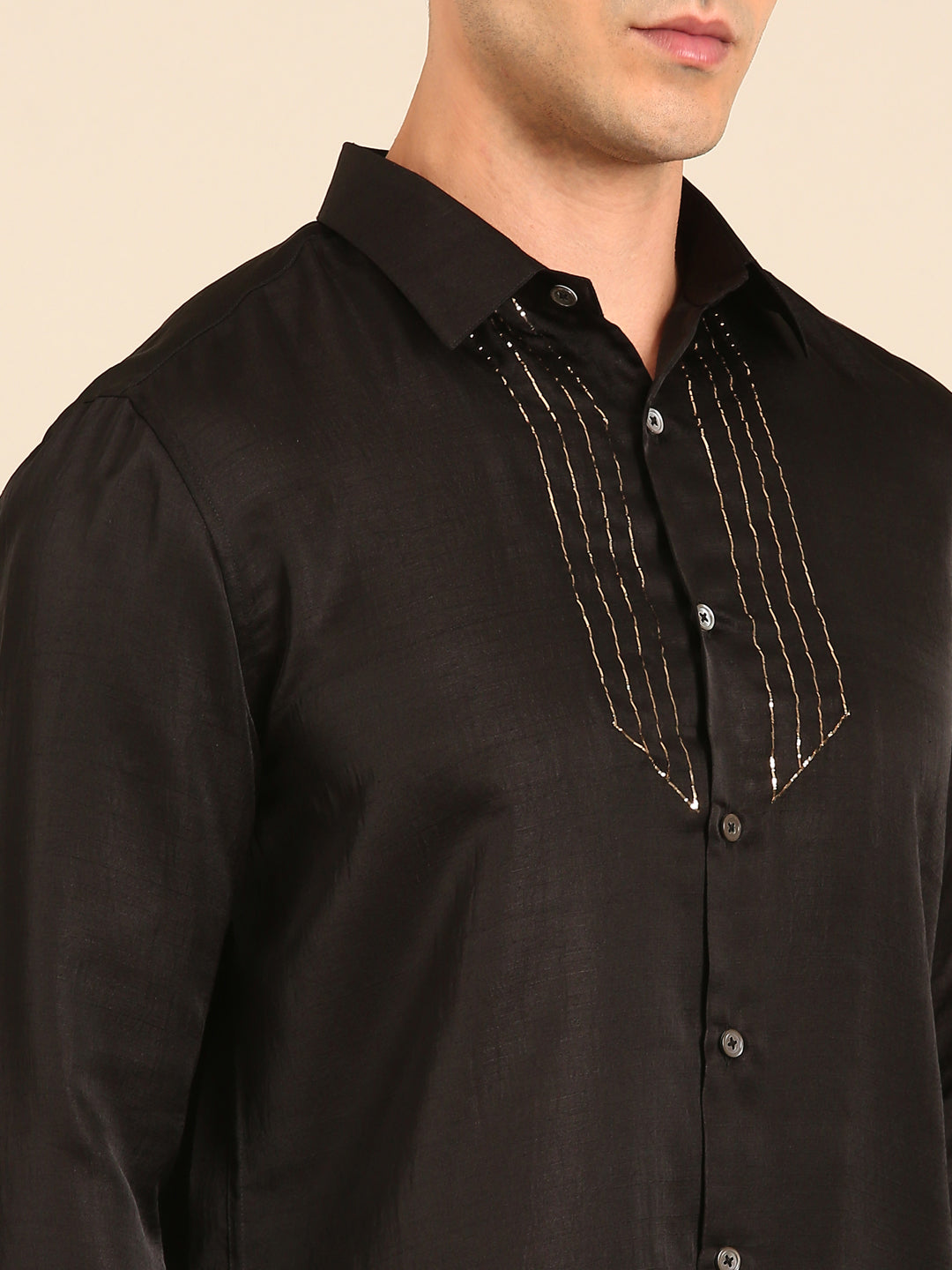 Black Bemberg Silk Shirt