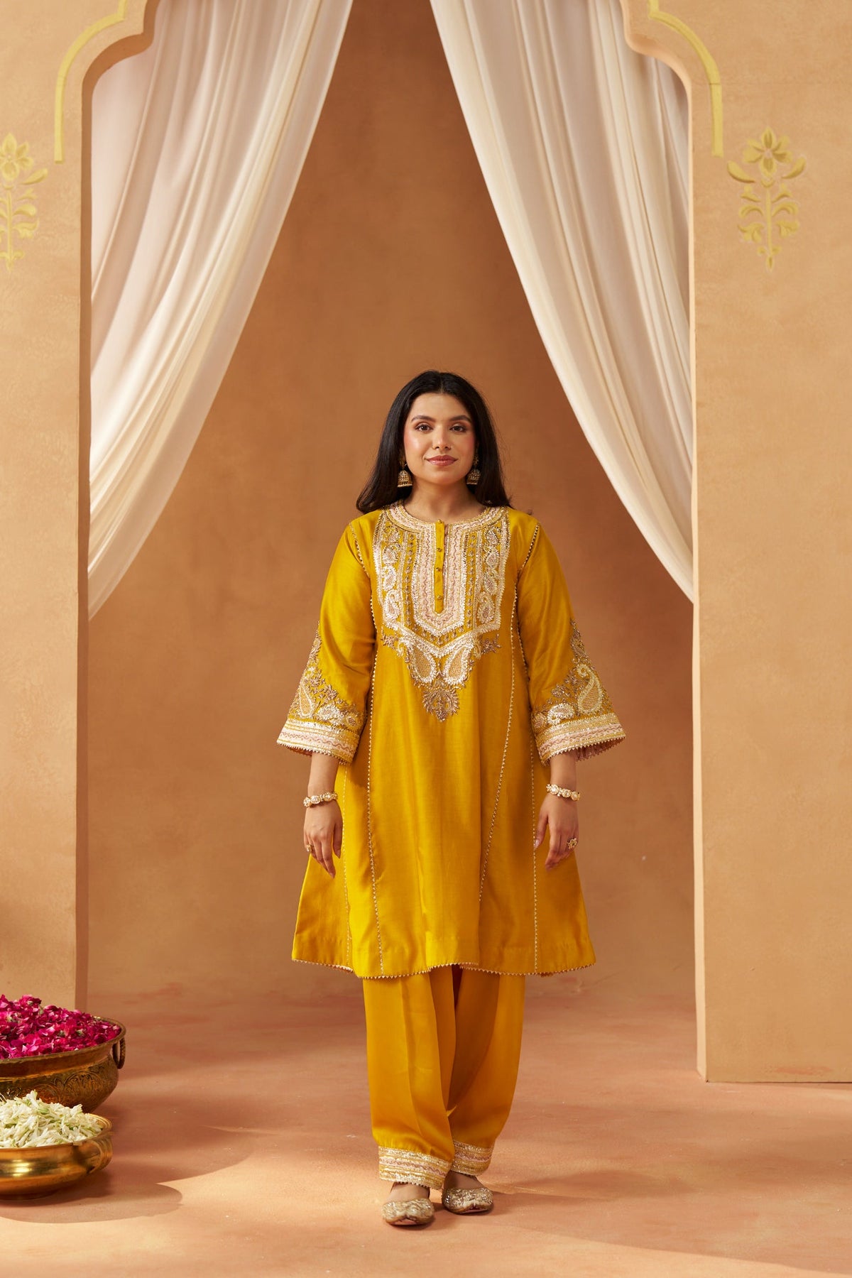 Zimal mustard chauga with salwar and dupatta