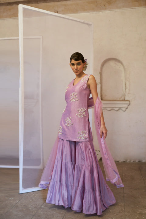 Lilac Dream: Kurta Sharara Set