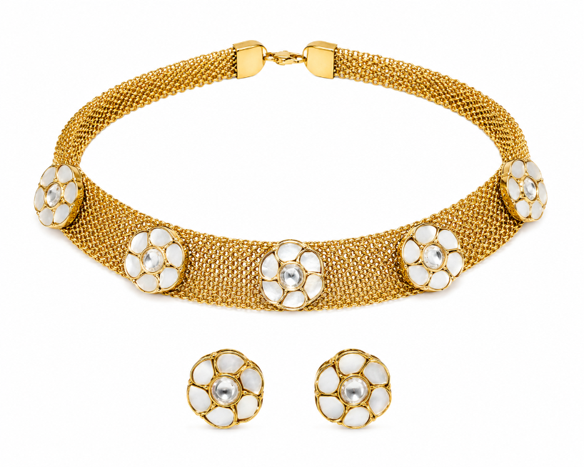 Floral Mesh Choker Necklace Set