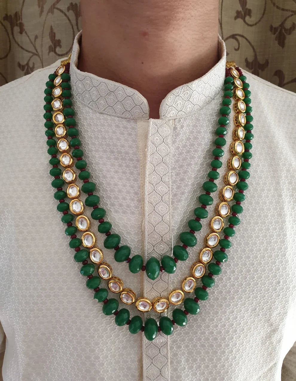 Navratna Kundan Floral Necklace Earring Set