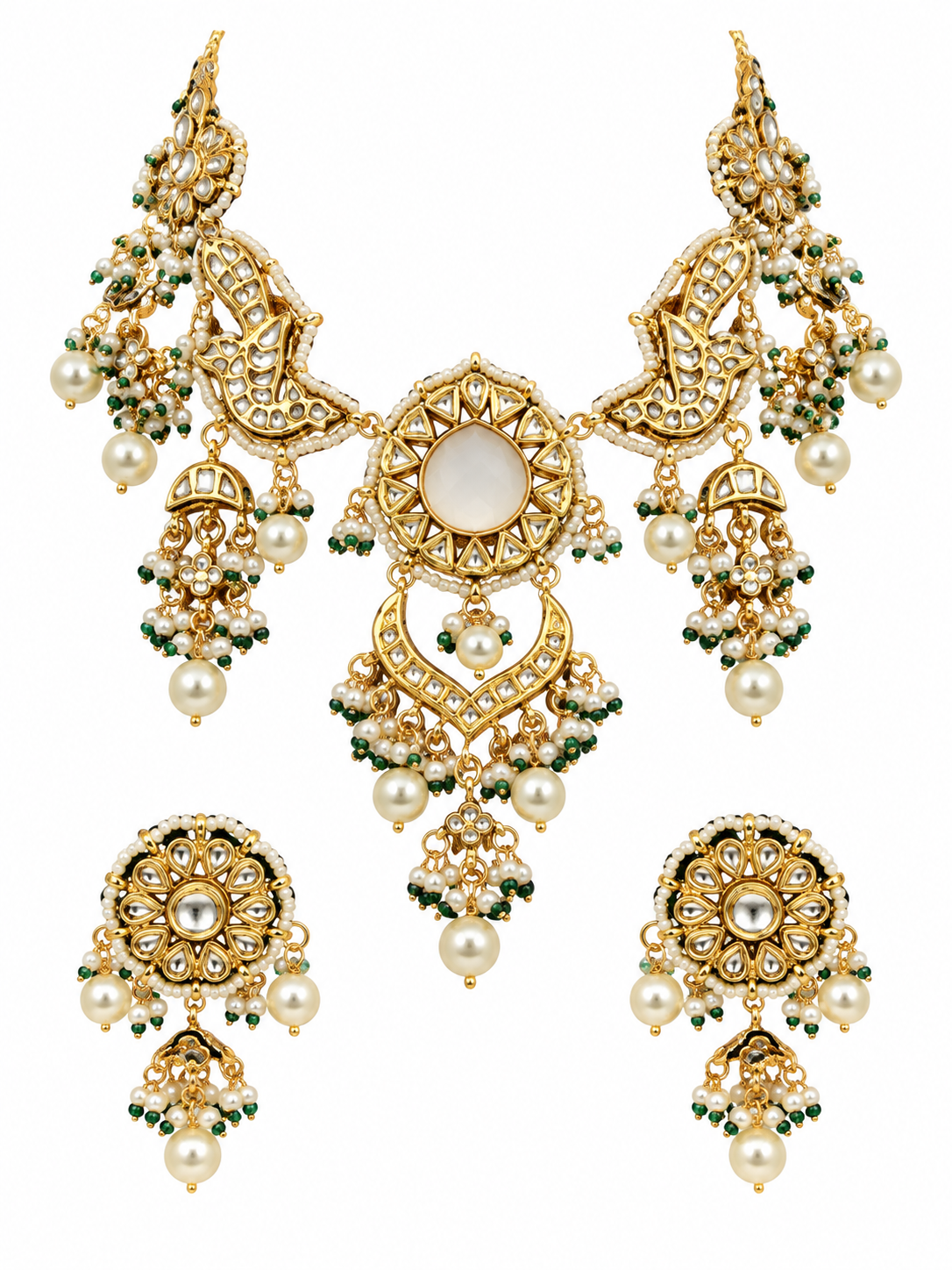 Kundan Pearl Statement Necklace Earring Set