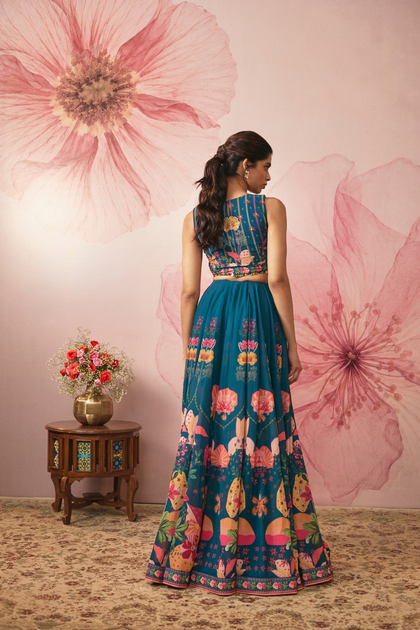 MIDNIGHT BLUE PRINTED LEHENGA SET