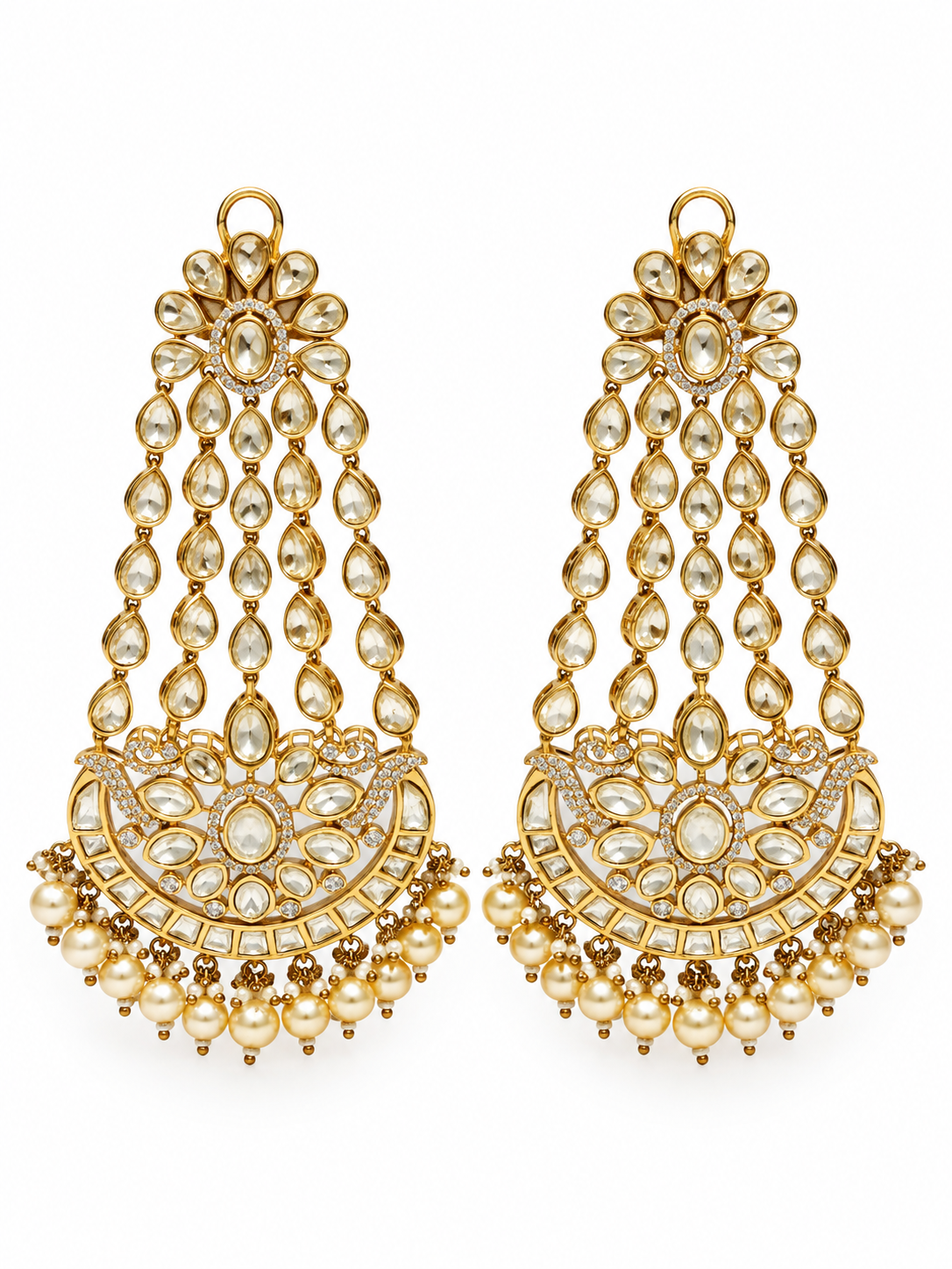 Moissanite Polki Statement Drop Earrings