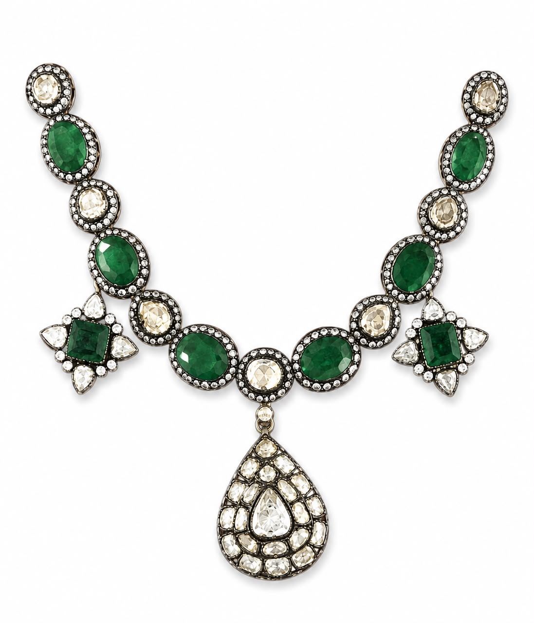 Green Stone Polki Pendant Necklace