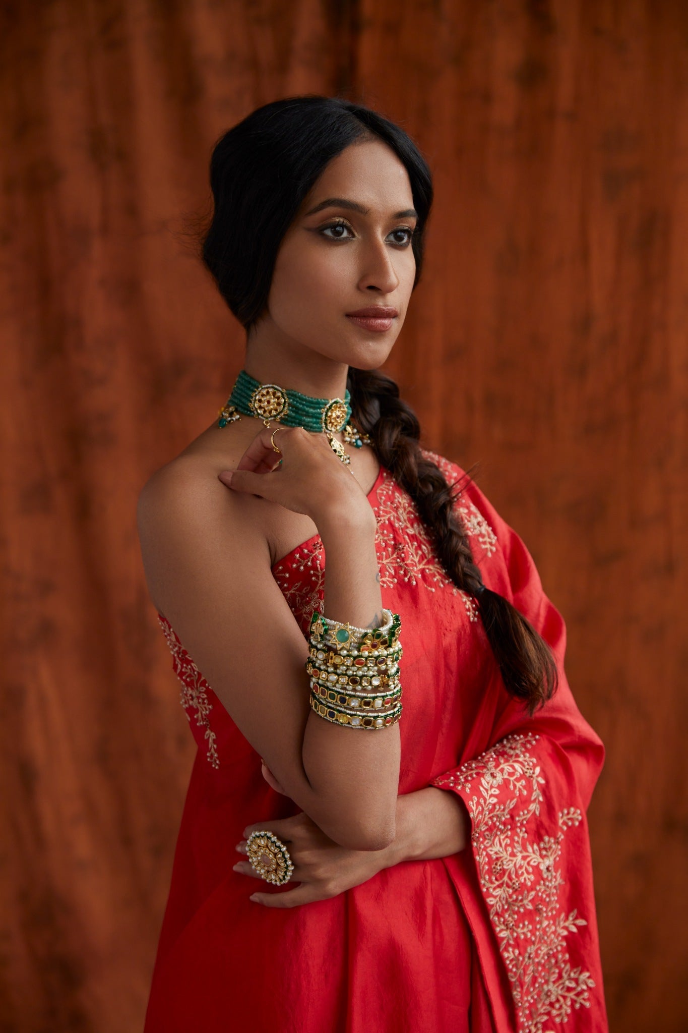 One shoulder cape and sharara set