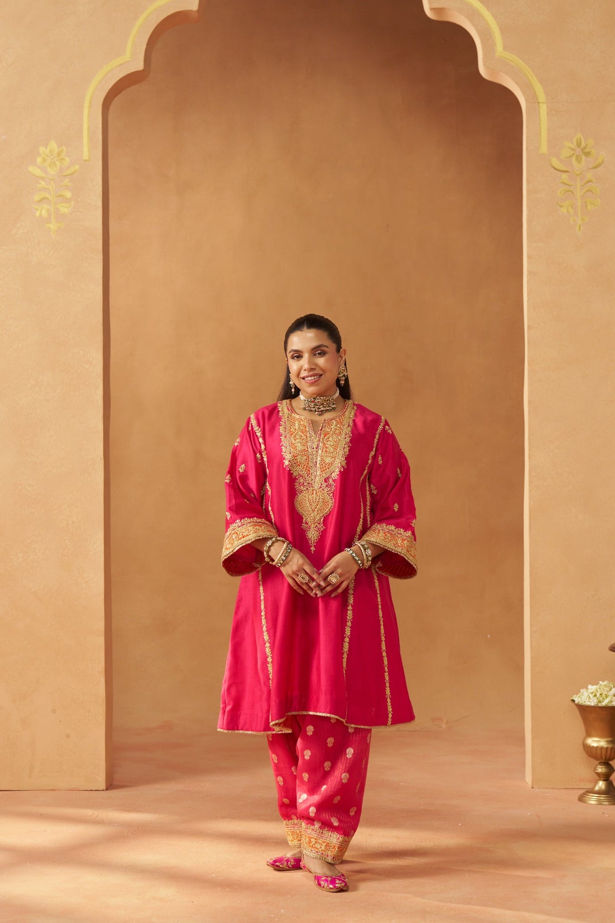 Maahgul Hotpink Kalidaar  Chauga with Salwar with Dupatta