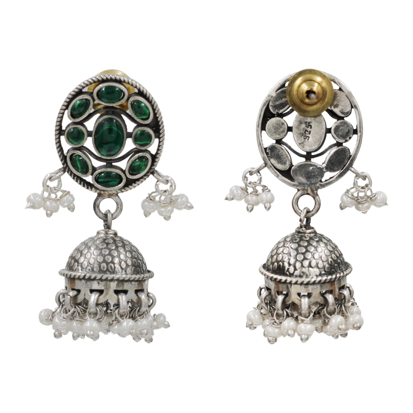 Sangeeta Boochra Handcrafted Kundan & Pearl Silver Earrings