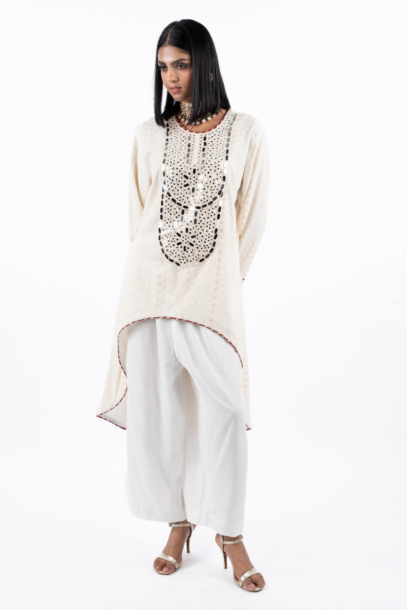 Ivory Luxe Mirror-Embellished Kurta Set