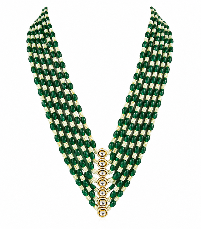 Emerald Elegance Multi-Layer Beaded Necklace