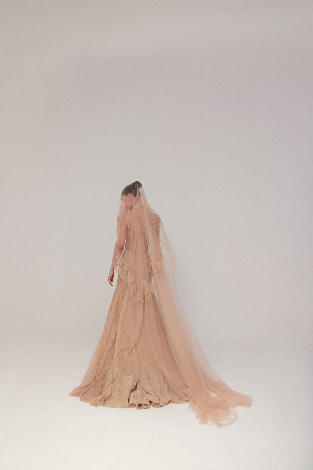 Beaded & Zardosi Embroidery, Soft Tulle & Pure Georgette with Lace, Skirt Set, Lace Blouse Silhouette