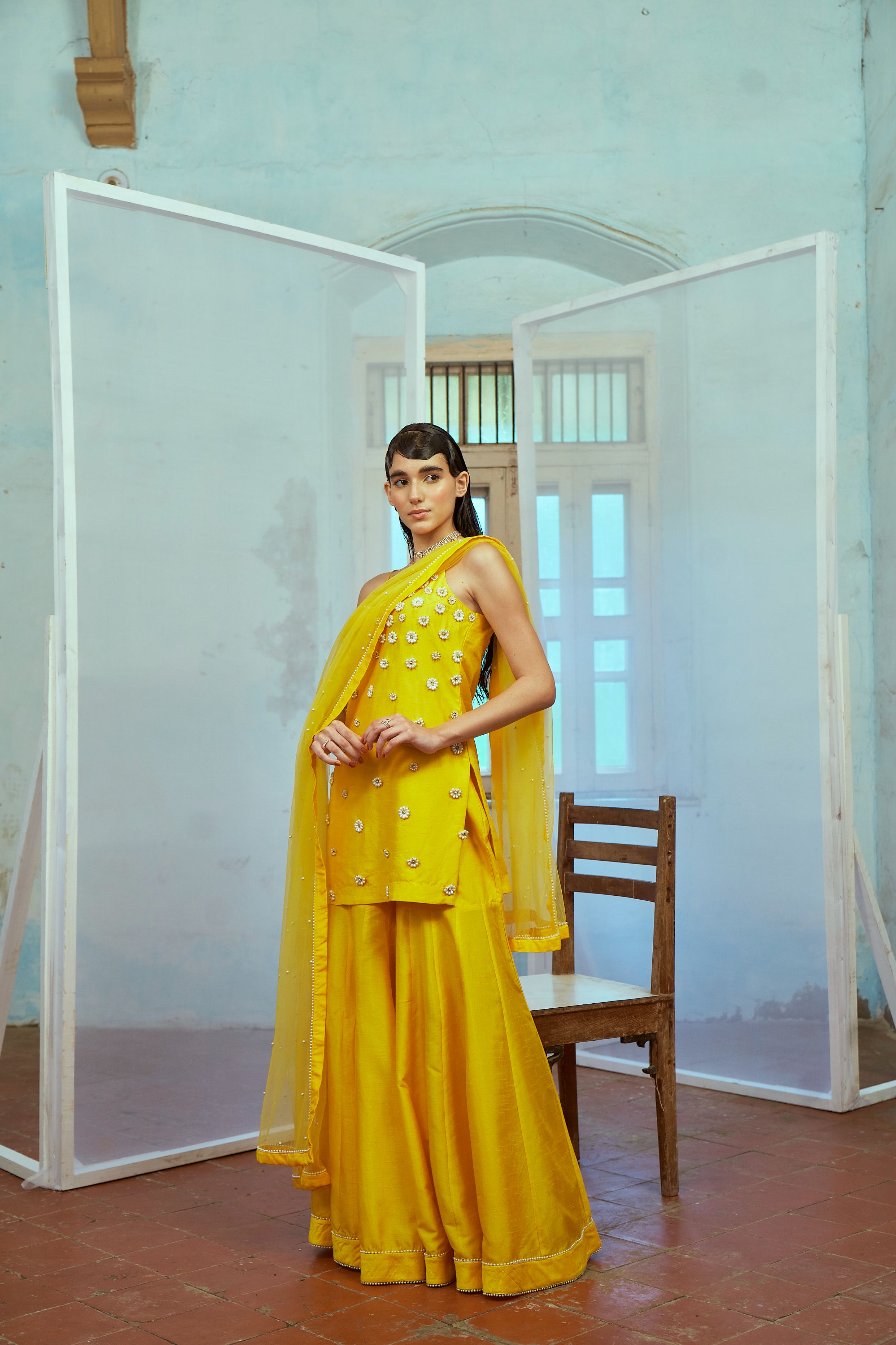 Sunny Elegance: Sharara Set