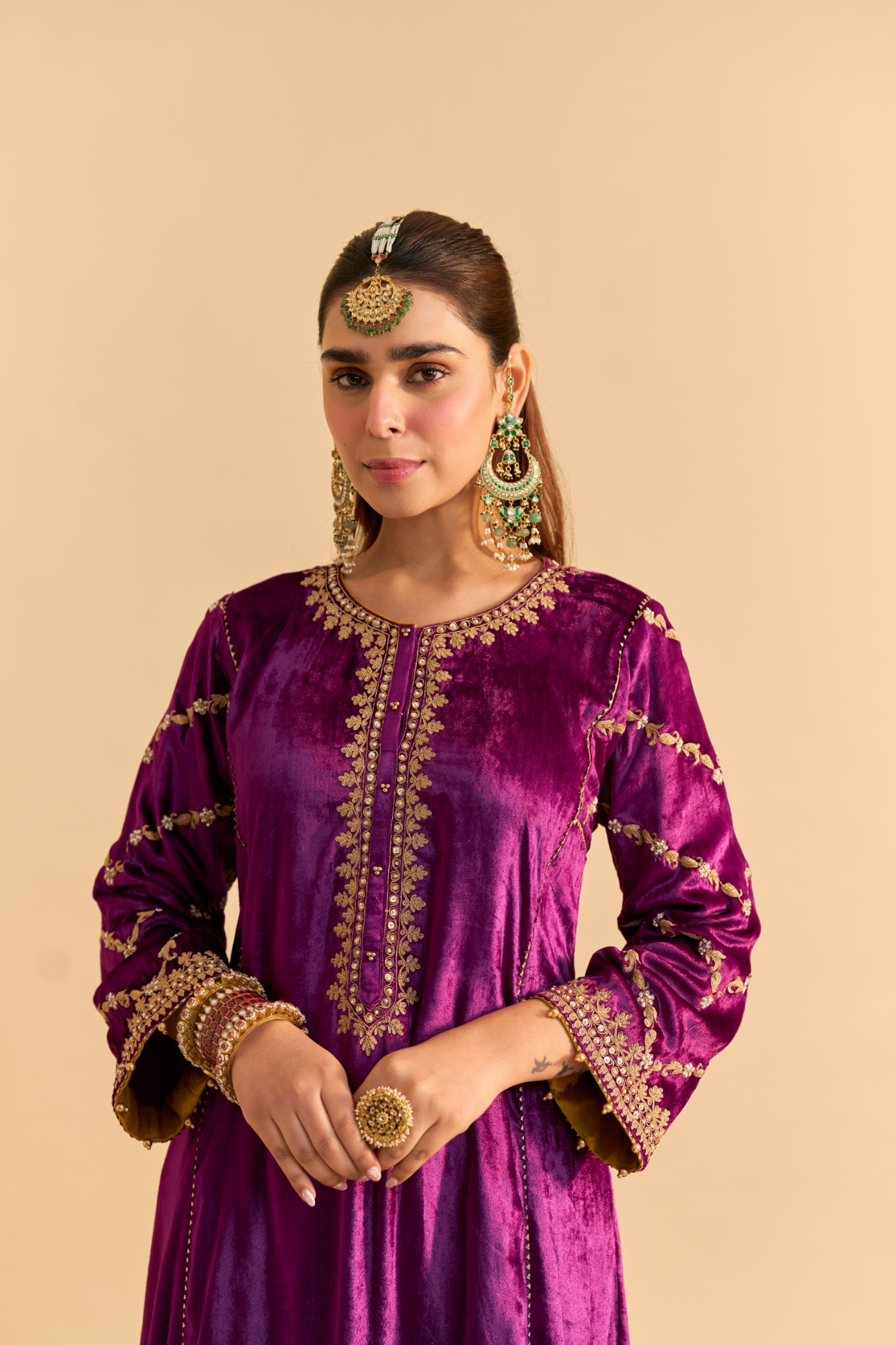 Azmiya - Deep Purple Chauga with Salwar and Dupatta