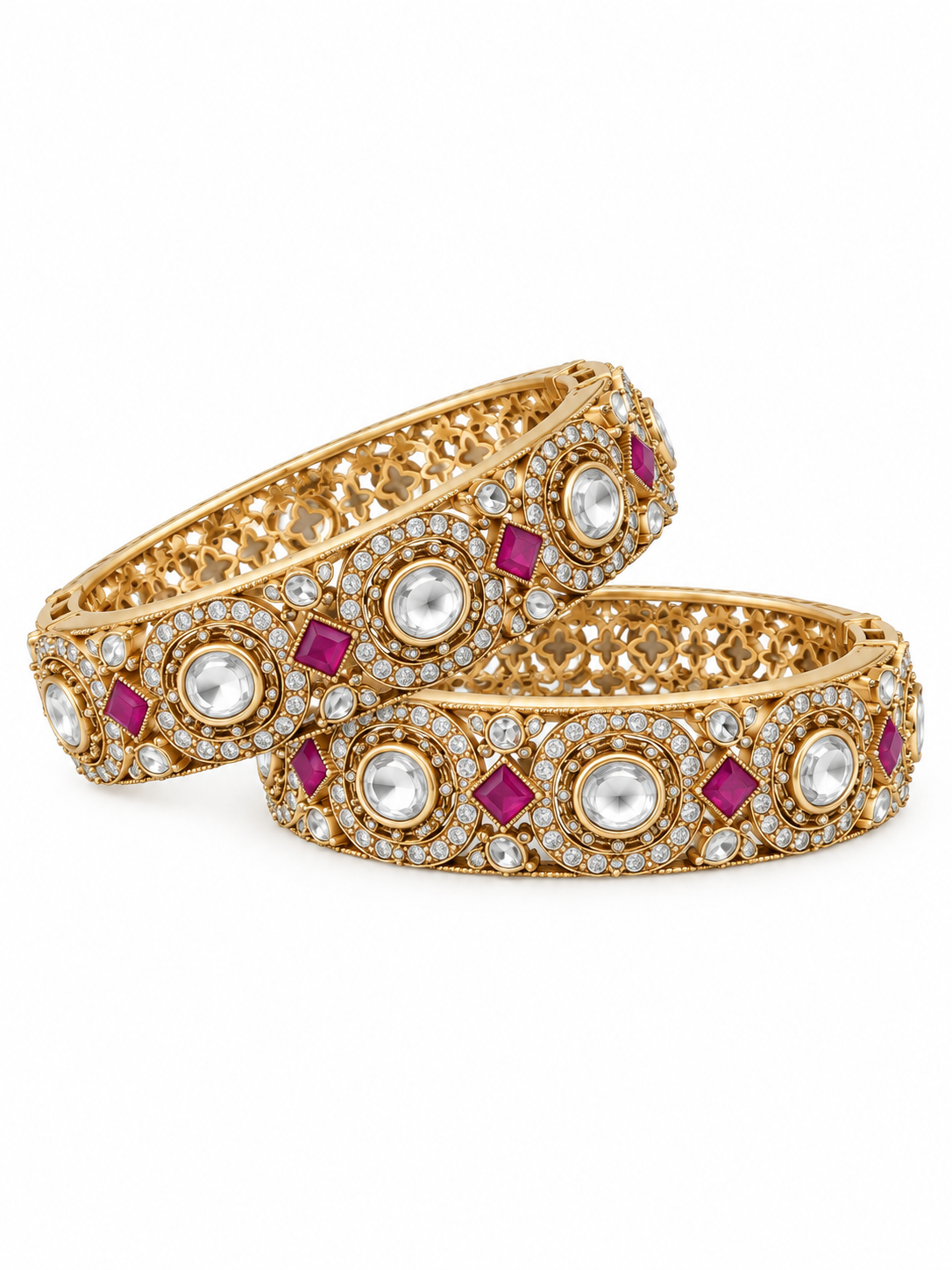 Ruby Moissanite Polki Bangles