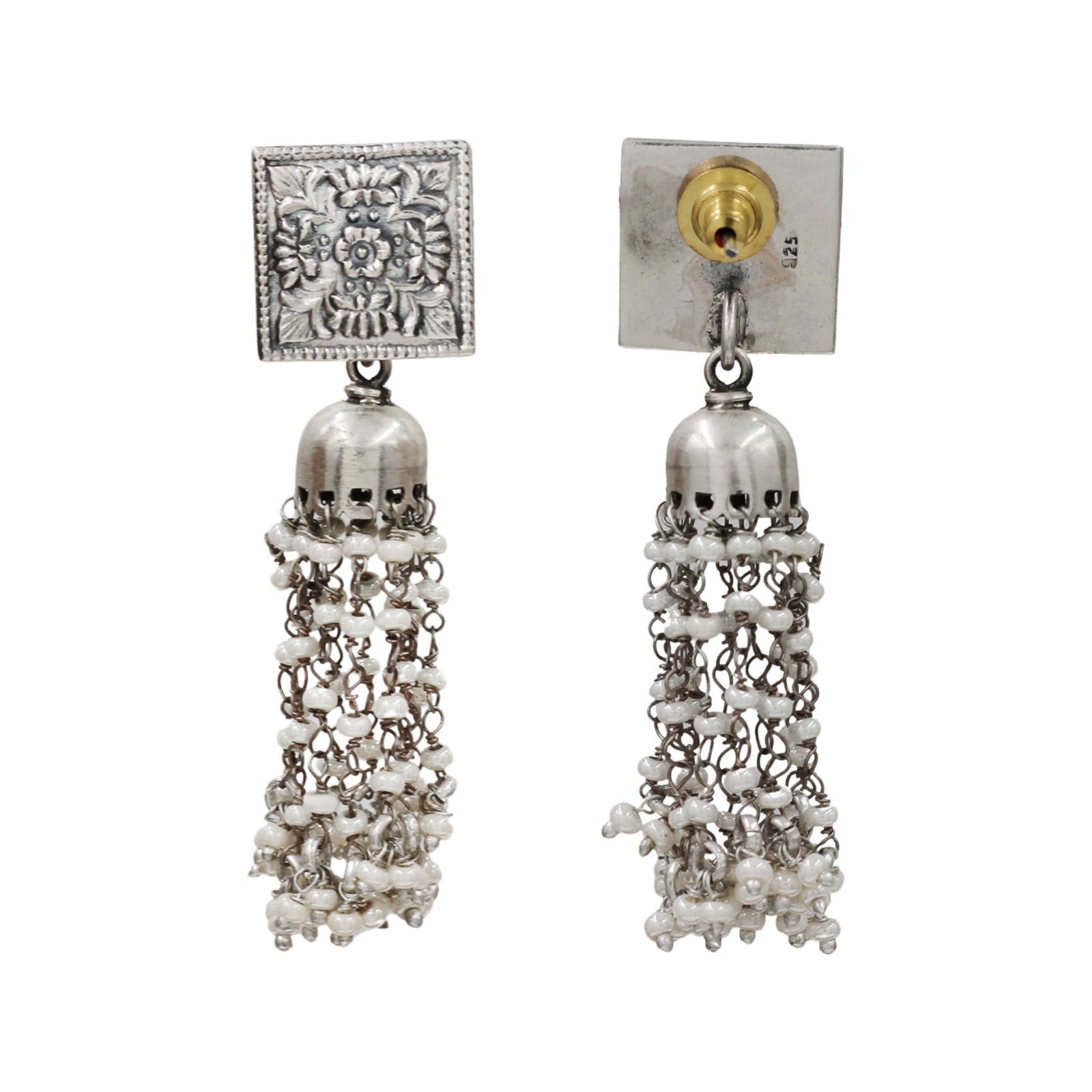 Sangeeta Boochra Heritage Tassel Oxidised Silver Earrings
