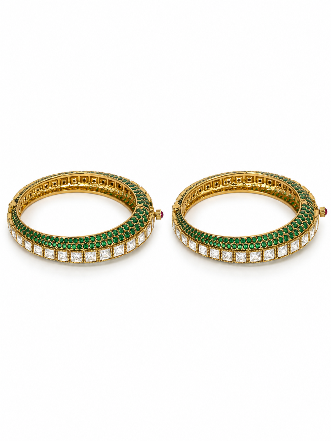 Emerald Edge Moissanite Polki Bangles