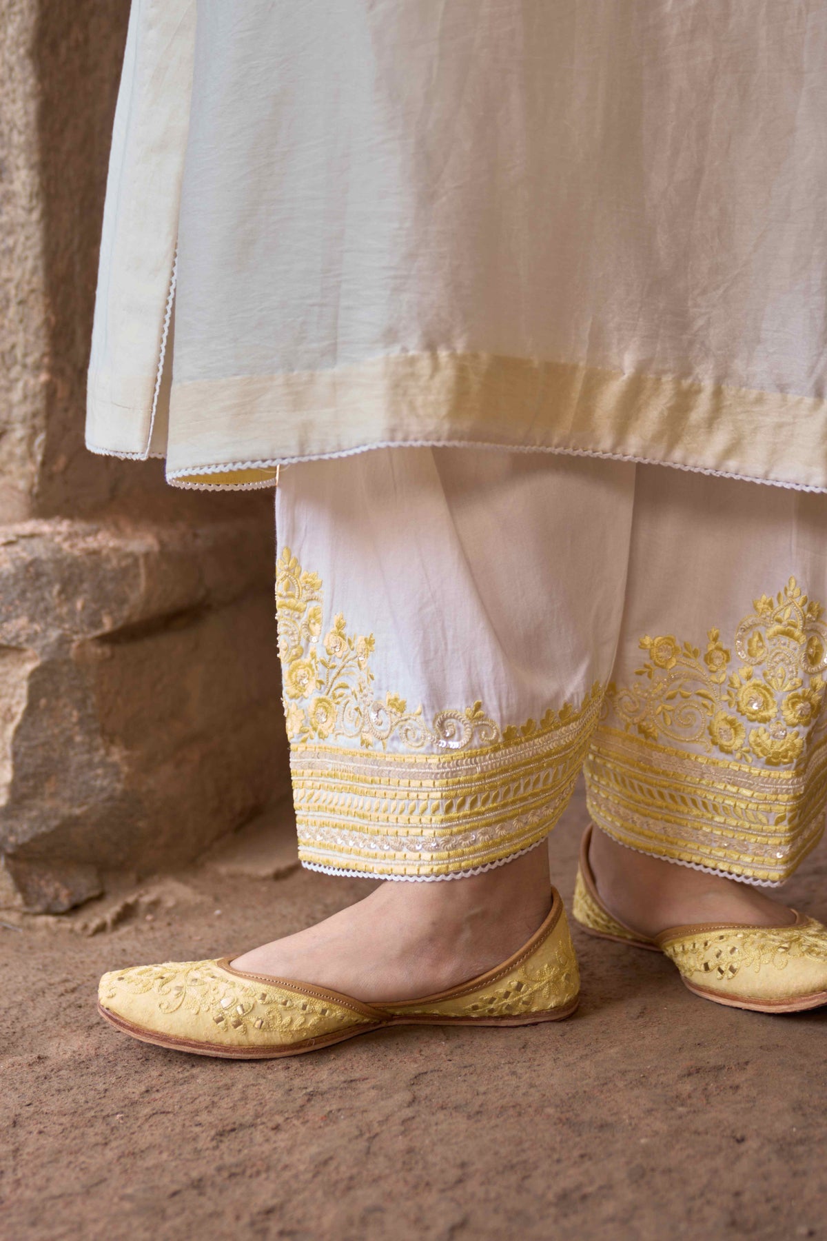 Daisy Ivory Silk Chanderi Festive kaftan Salwar Suit Set