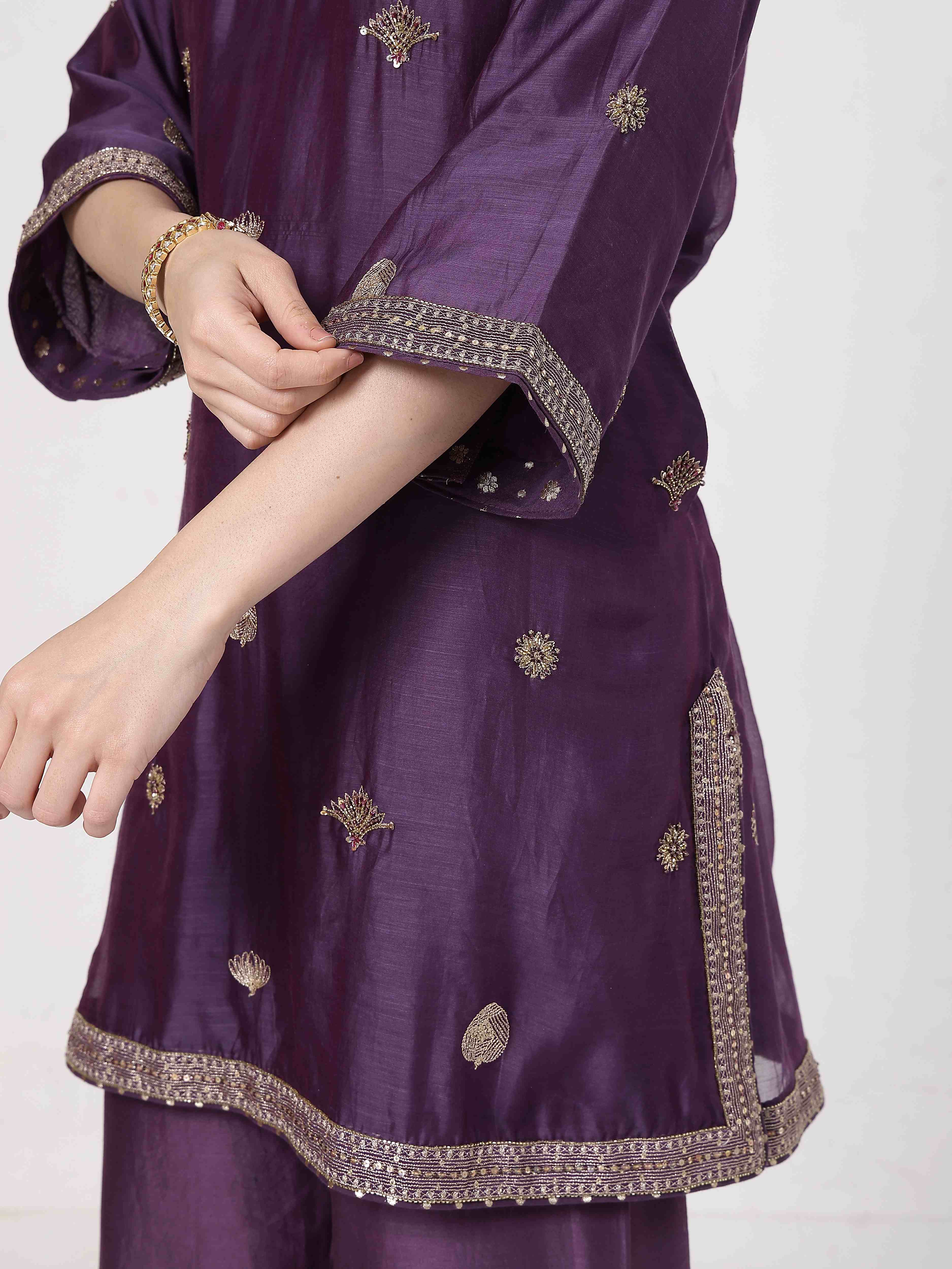 Violet Embroidered Suit Set
