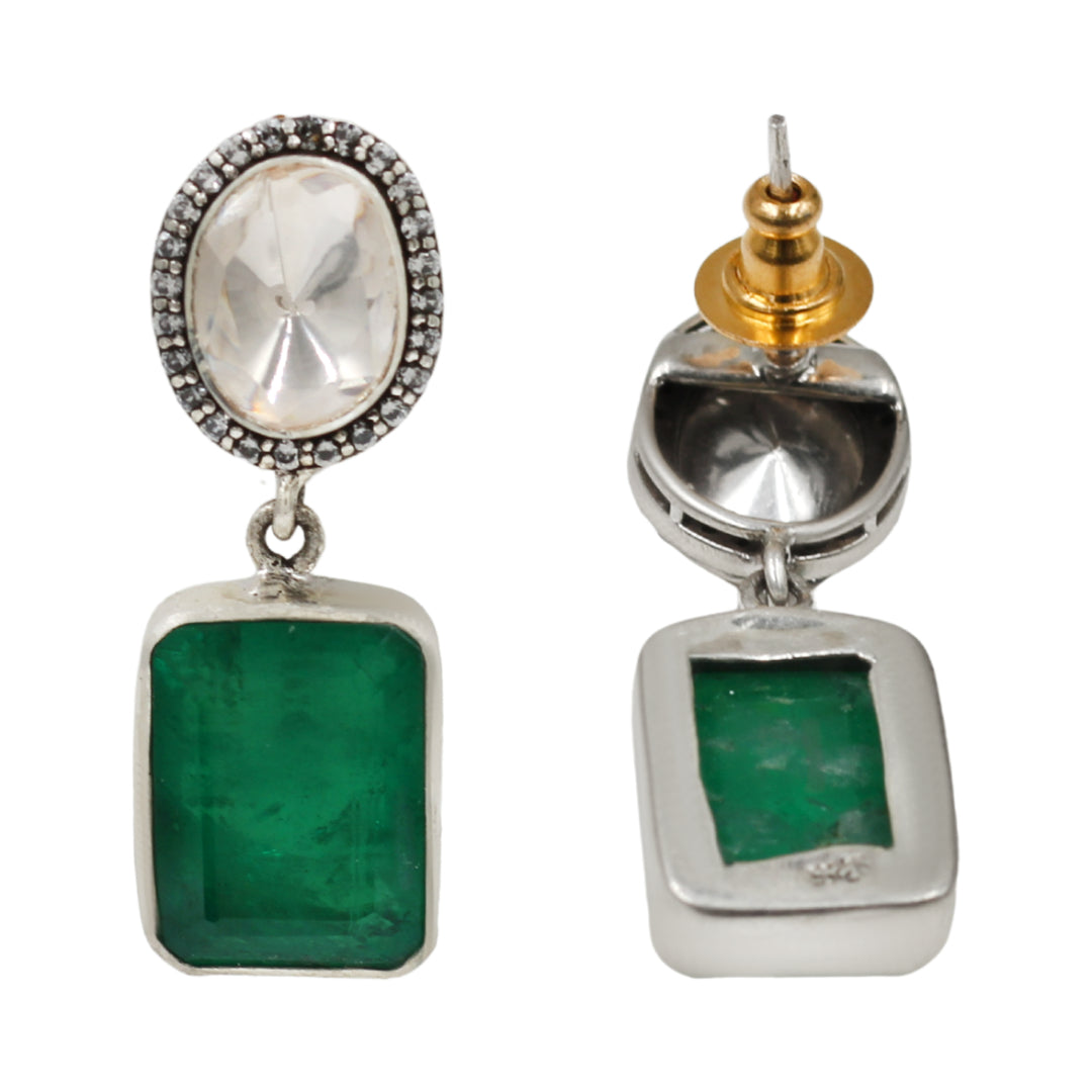 Sangeeta Boochra Elegant Green Stone Drop Earrings