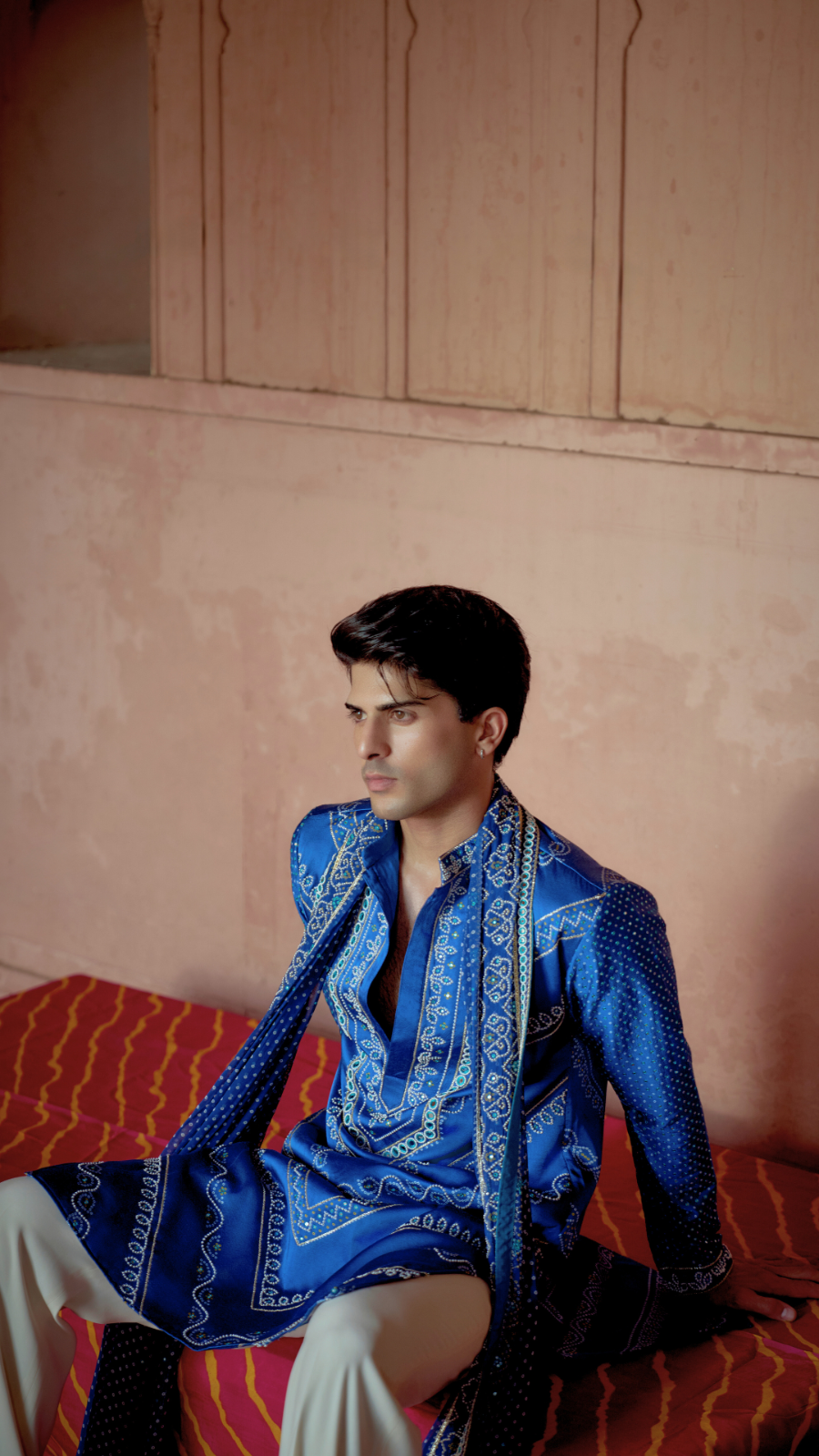 Regal Blue bandhej printed kurta set
