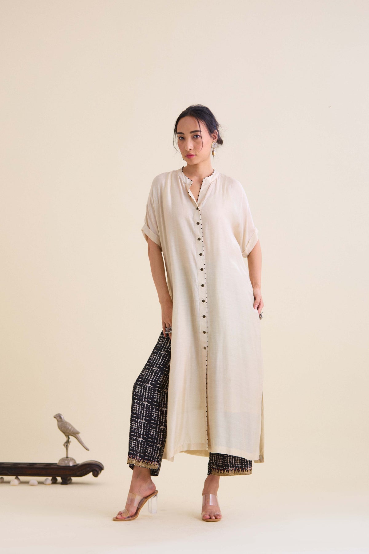 Ecru oversized kurta set