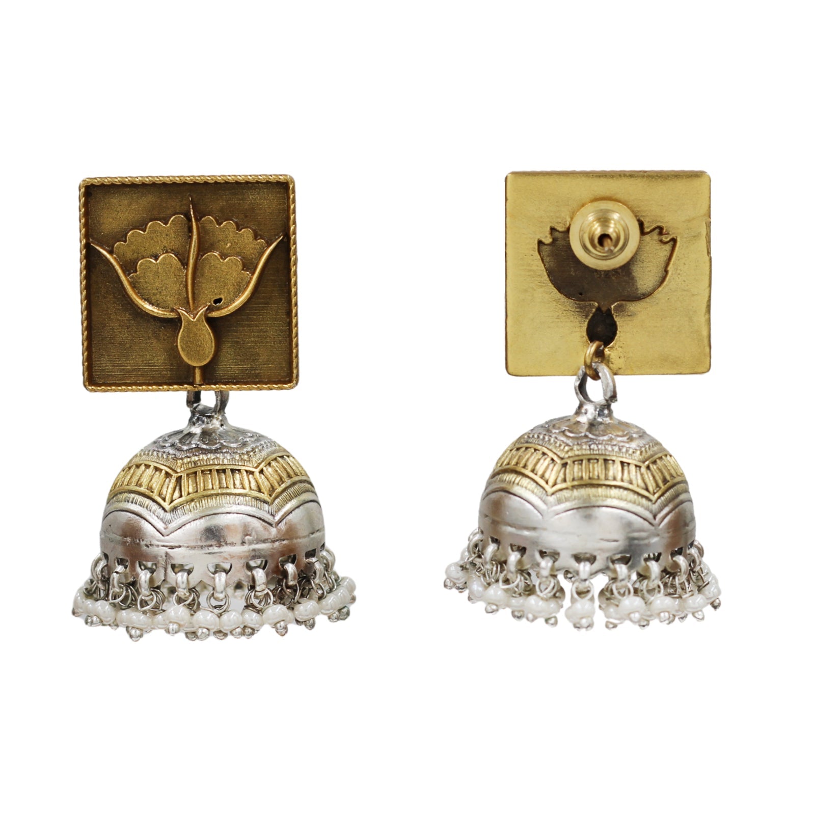 Sangeeta Boochra Artisan Crafted Pearl Drop Jhumka Earrings