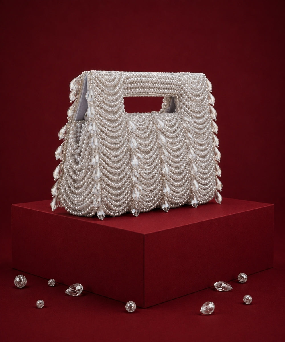 Amyra Silver Suede Handcrafted Clutch