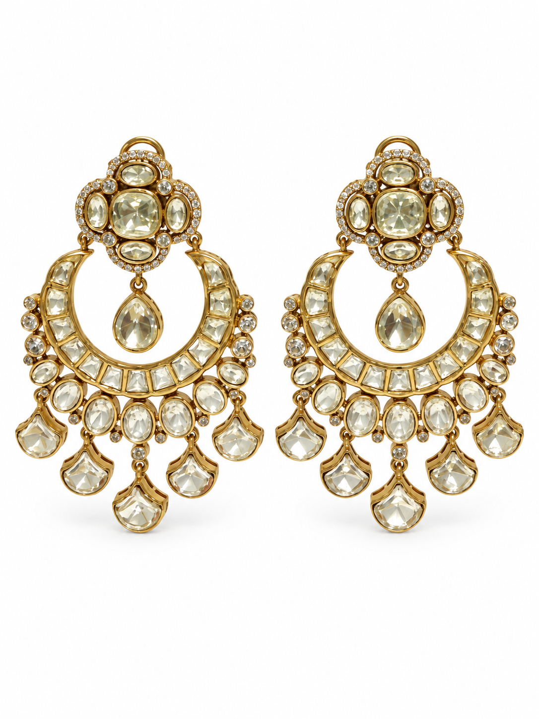 Moissanite Polki Statement Earrings