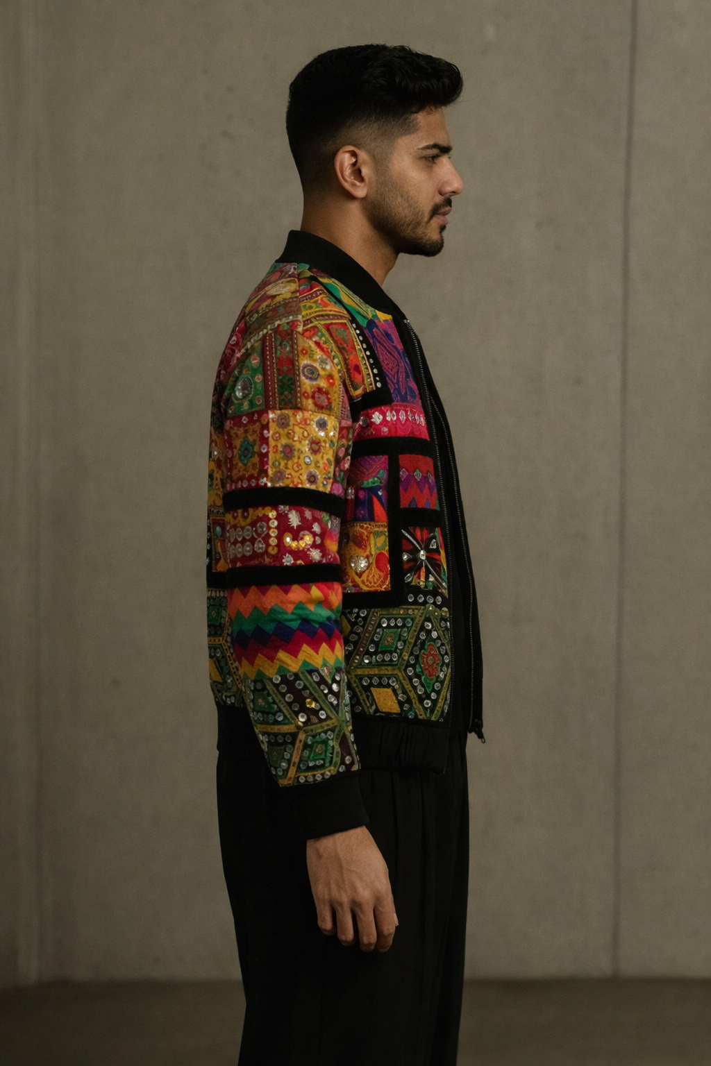 Tribal Mirage Bomber Jacket - Kutch Patchwork Luxury Streetwear