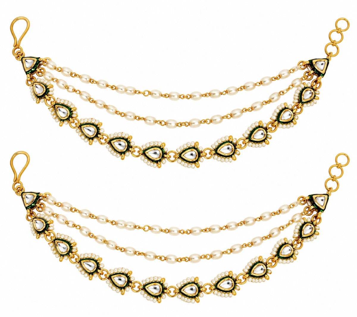 Kundan Pearl Layered Earchain