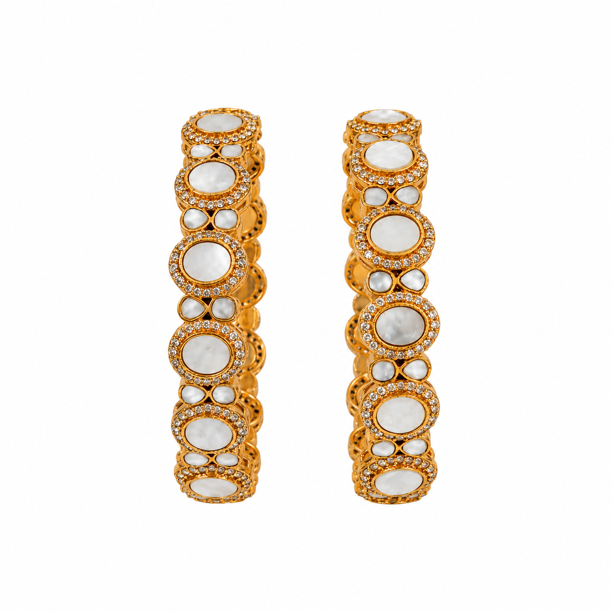 Pearl Kundan Halo Statement Bangles