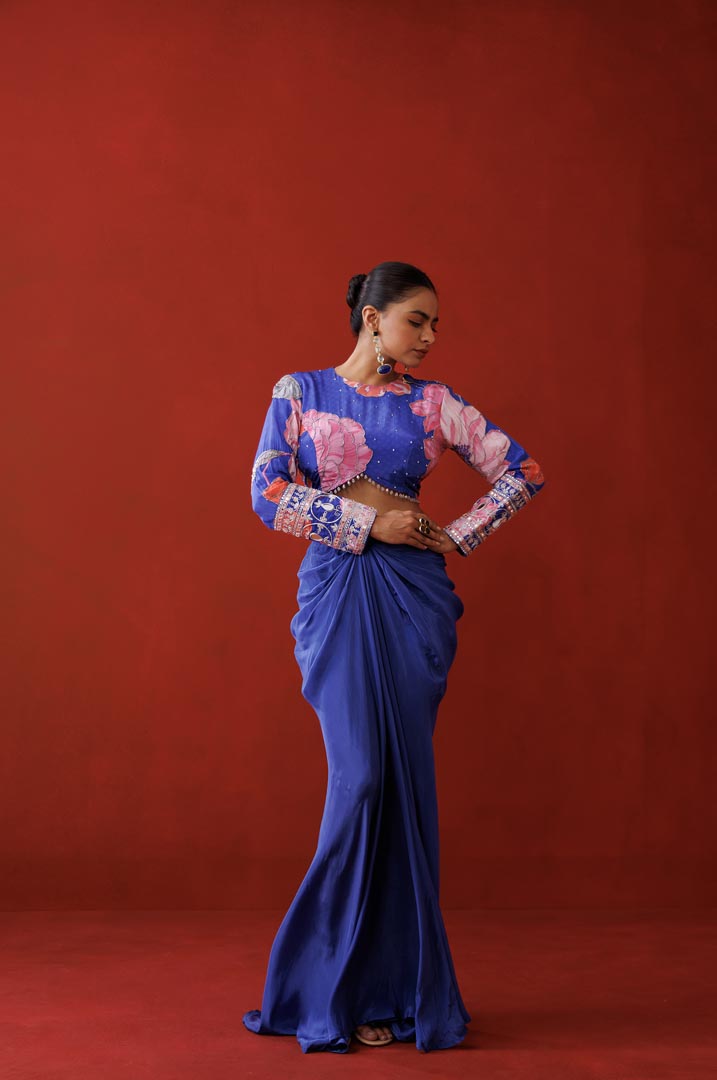 Sapphire drape skirt set