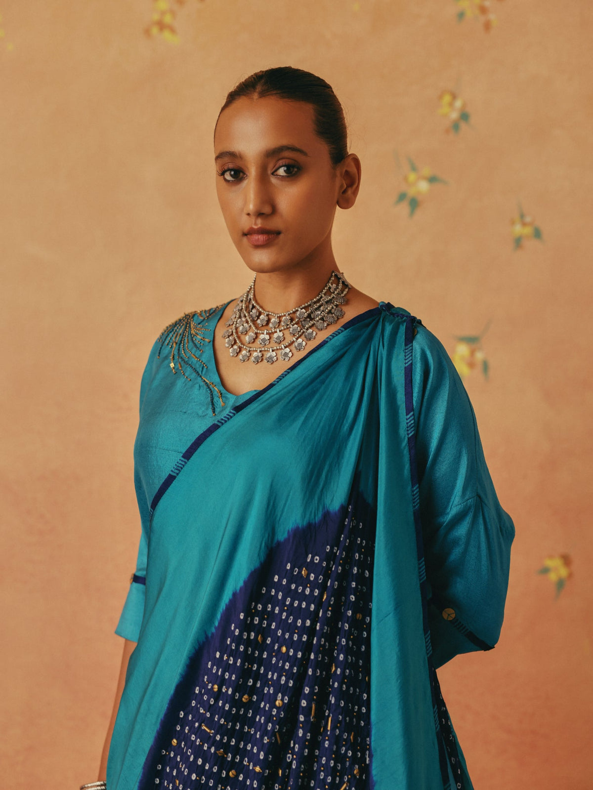 Neel — Teal Bandhni Drape Set