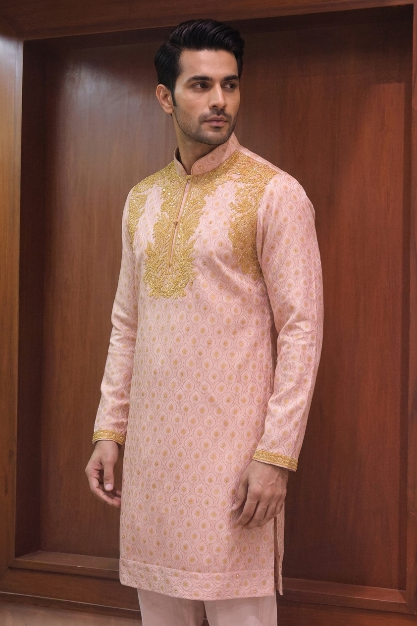 Mandarin Threadwork Embroidered Kurta