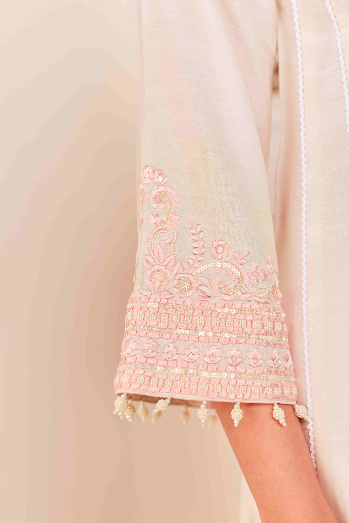 Daisy Ivory Pink Choga with Salwar in Pure Silk Chanderi