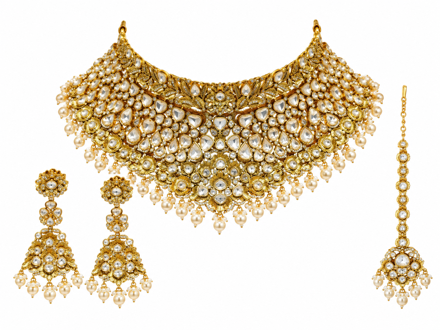 Pearl Kundan Choker Necklace Set
