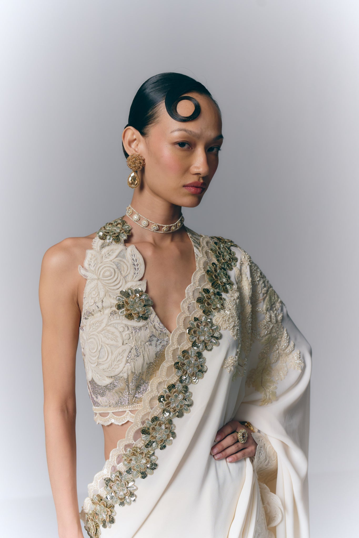 Ivory Pearl Saree