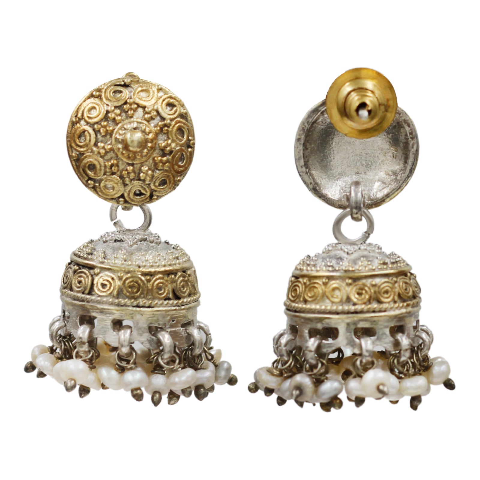 Sangeeta Boochra Bohemian Dual Tone Jhumka Earrings