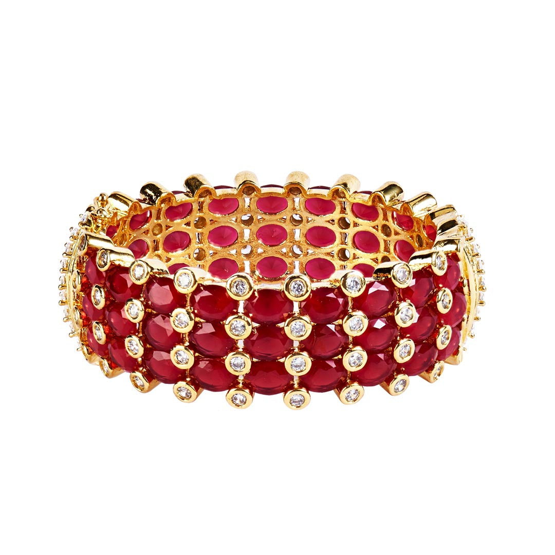 Vivinia By Vidhi Mehra Isvaraah Gold Plated Pink Womens Kundan, Polki Pair of Bangles VB041