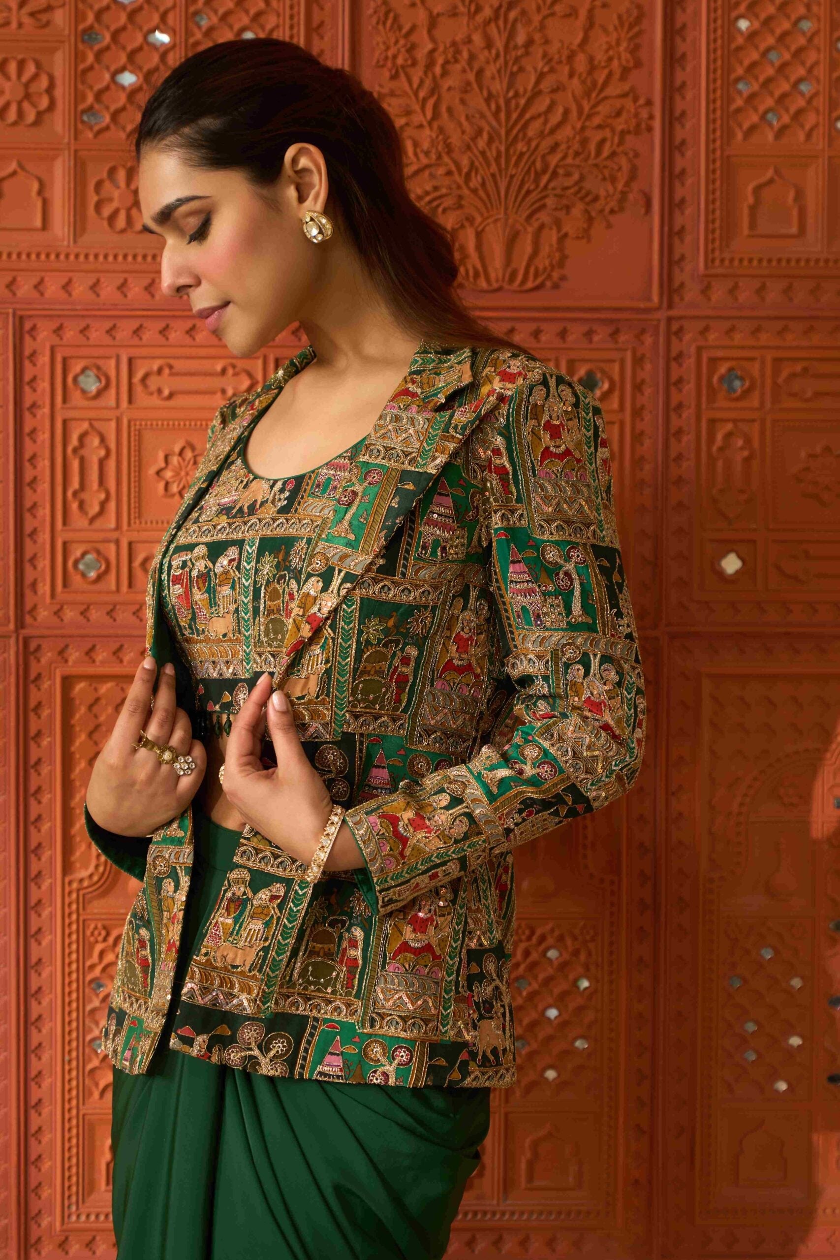 Emerald Darbar Jacket Set