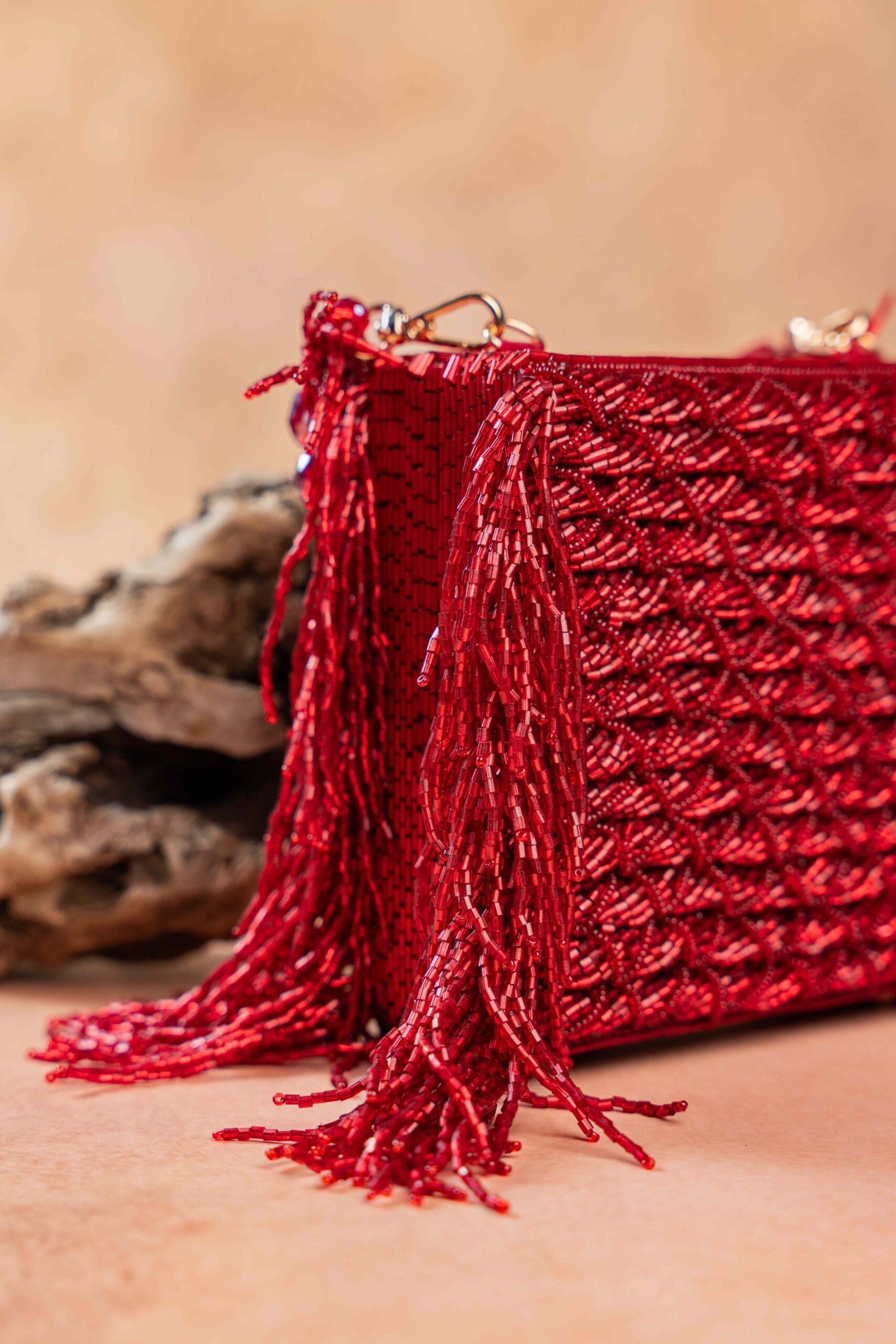 Weave Fringe Kasse Maroon