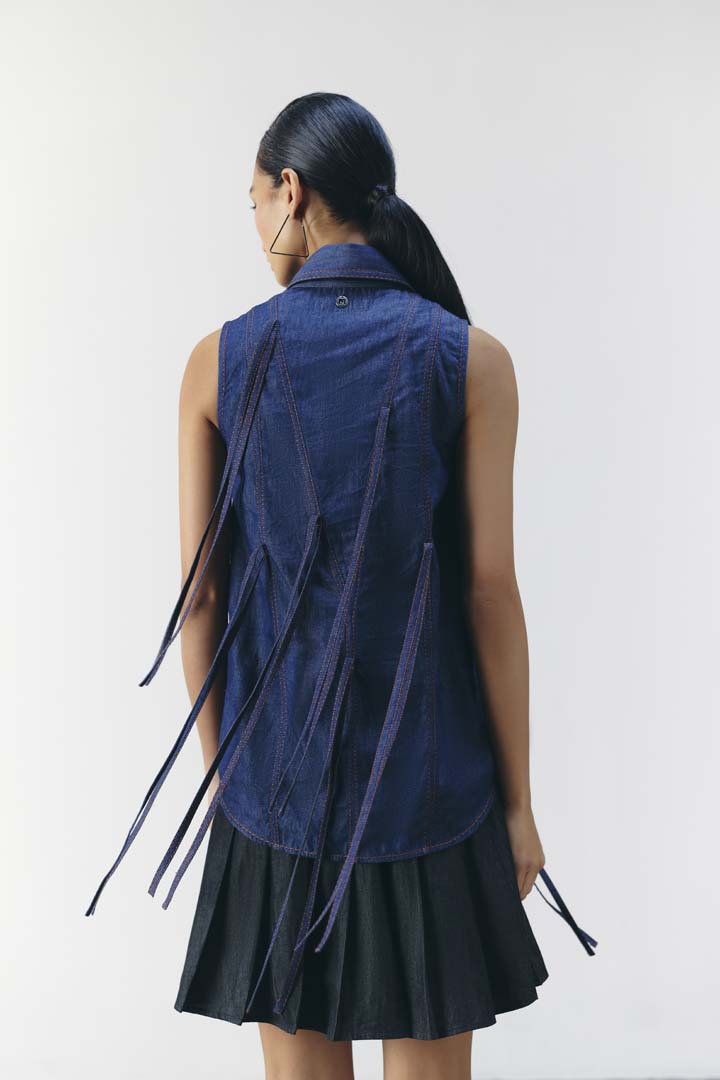 DENIM FRINGE SHIRT
