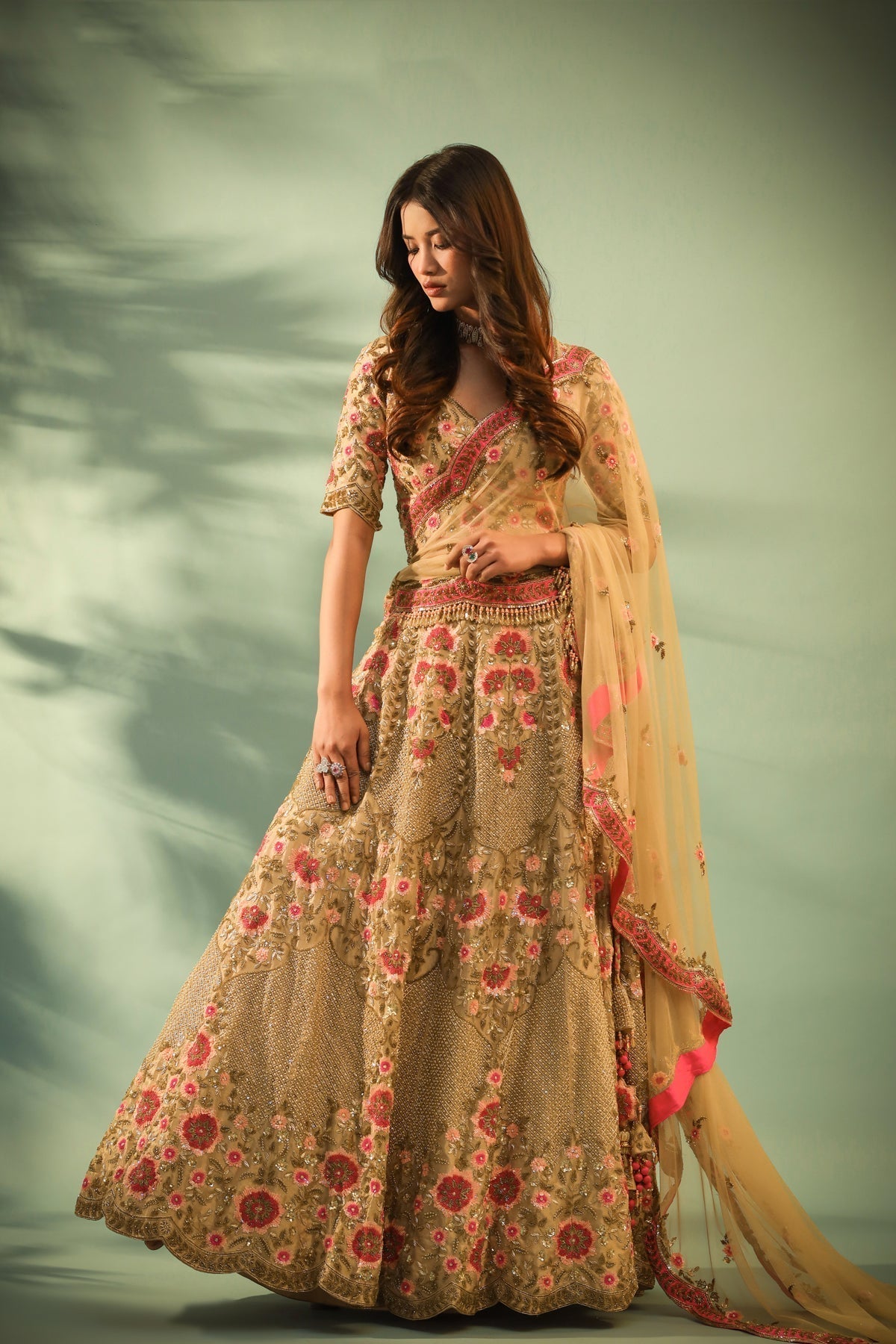 Image of Haseena sunehra sitara mehraab lehenga set