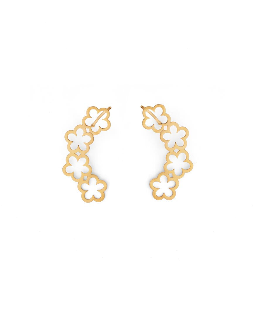 Golden Flower Drop Ear Cuff