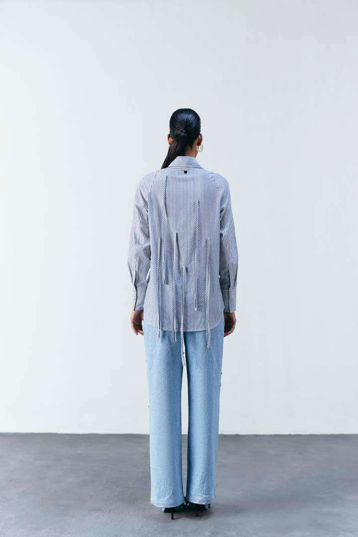 LUREX STRIPE FRINGE SHIRT