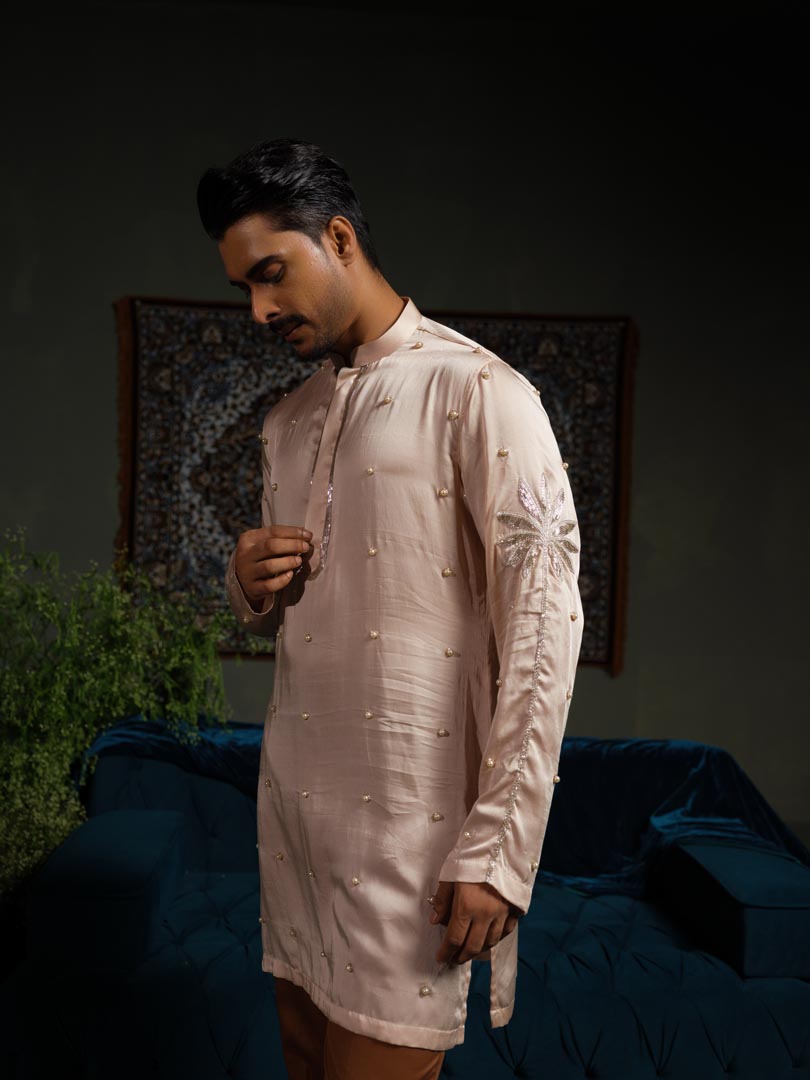 Peach Palm Kurta Set