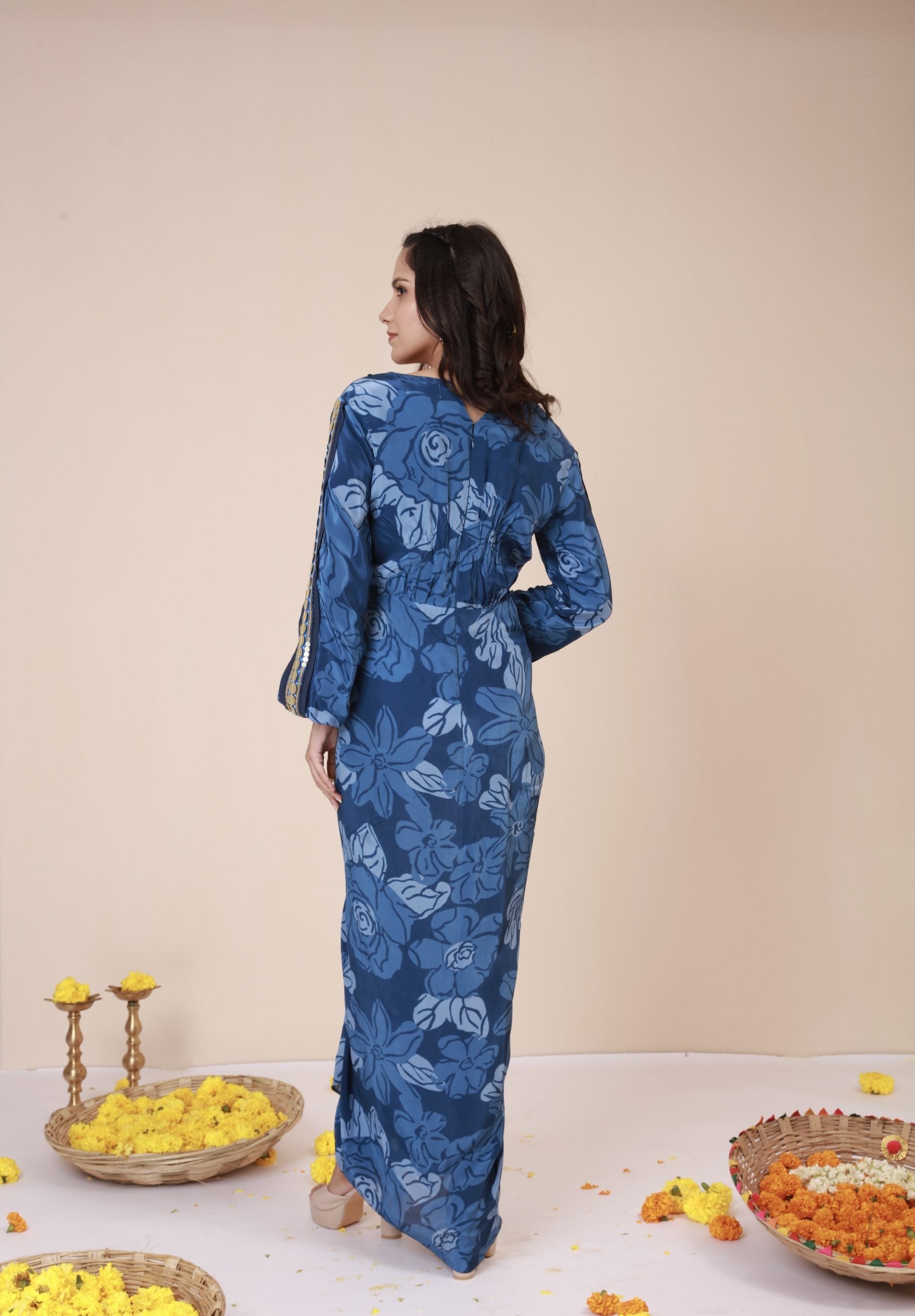 Celtic blue drape dress