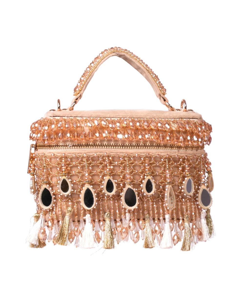Mirage Gold Mirrorwork Embellished Vanity Bag